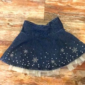 Gymboree denim tulle snowflake skirt 5 EUC